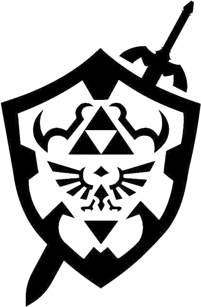 Black Shieldwith Swordand Triangular Symbols PNG image