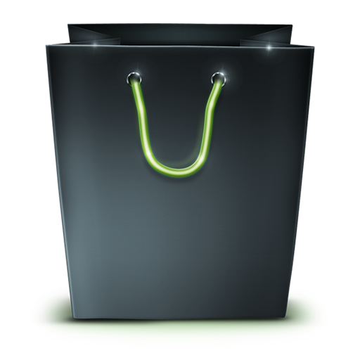 Black Shopping Bag Green Handles PNG image