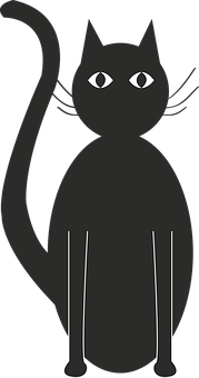 Black Silhouette Cat Illustration PNG image