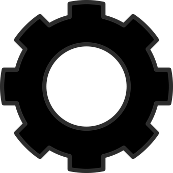 Black Silhouette Gear Icon PNG image