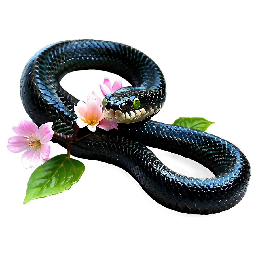 Black Snake With Flowers Png Jwn PNG image