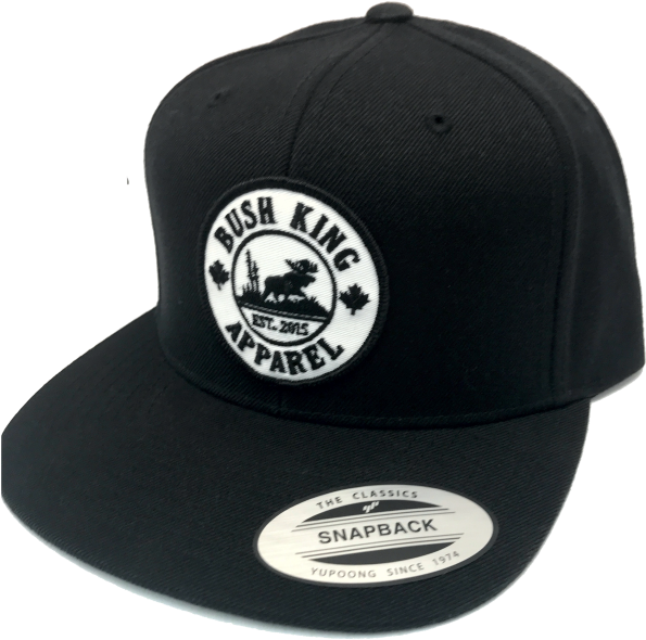 Black Snapback Hat Bush King Apparel PNG image