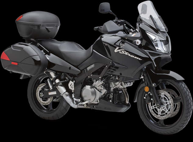 Black Sport Touring Motorcycle PNG image