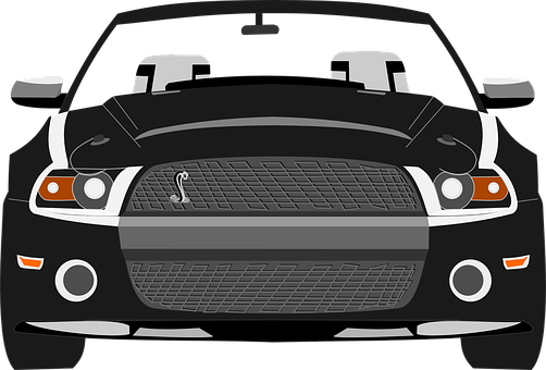 Black Sports Car Front View Vector PNG image