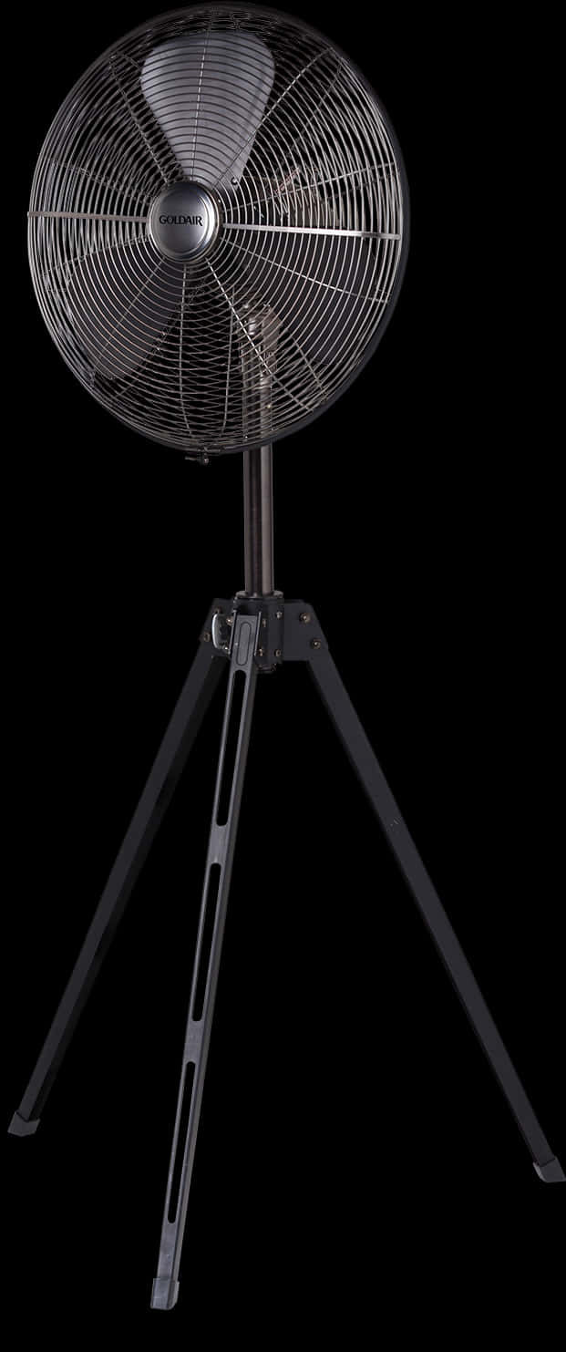 Black Standing Fan Isolatedon Dark Background.jpg PNG image
