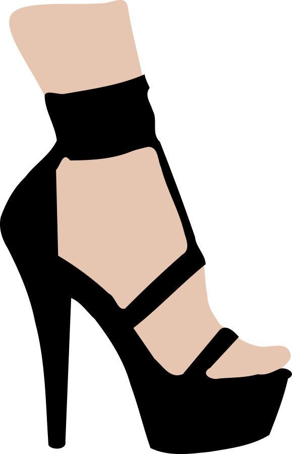 Black Strappy High Heel Shoe PNG image