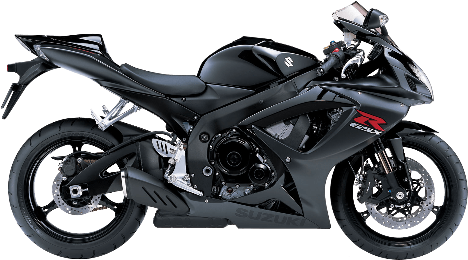 Black Suzuki Sportbike Profile View PNG image