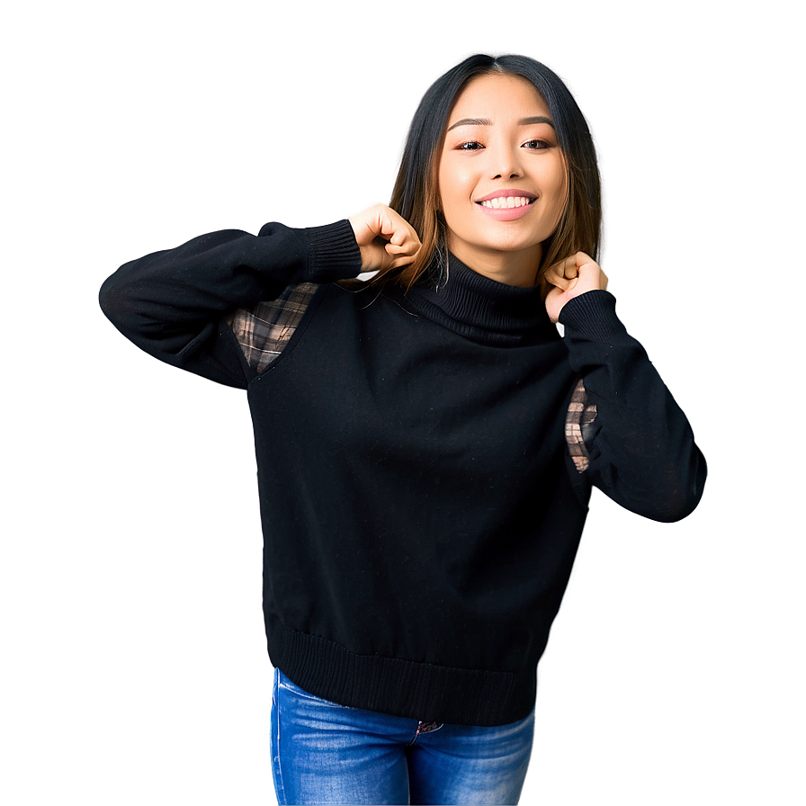 Black Sweater With Collar Png 10 PNG image