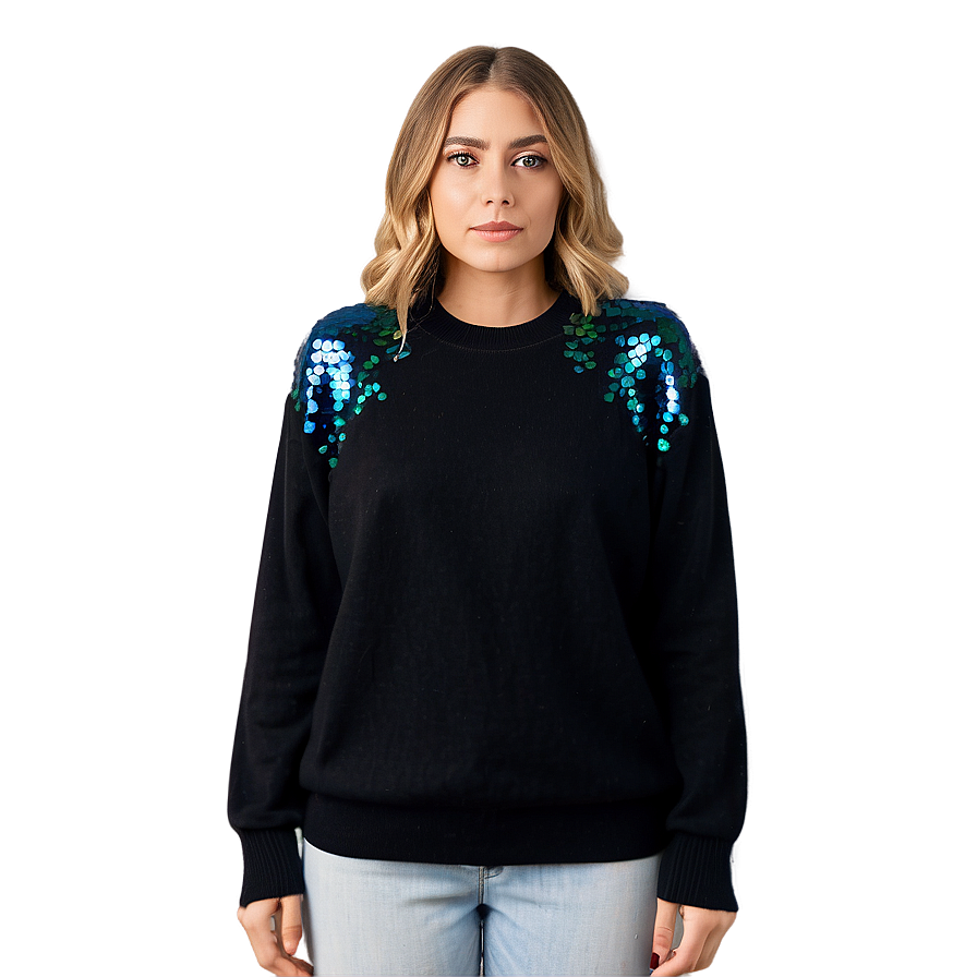 Black Sweater With Sequins Png 06132024 PNG image