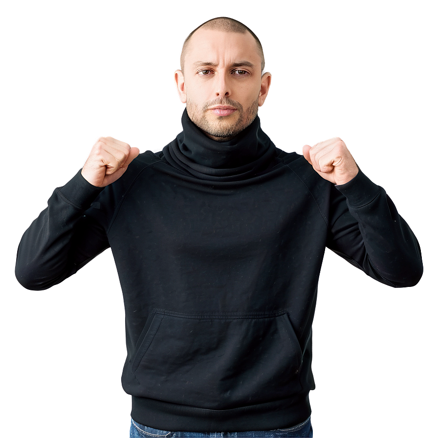 Black Sweatshirt With Cowl Neck Png 06272024 PNG image