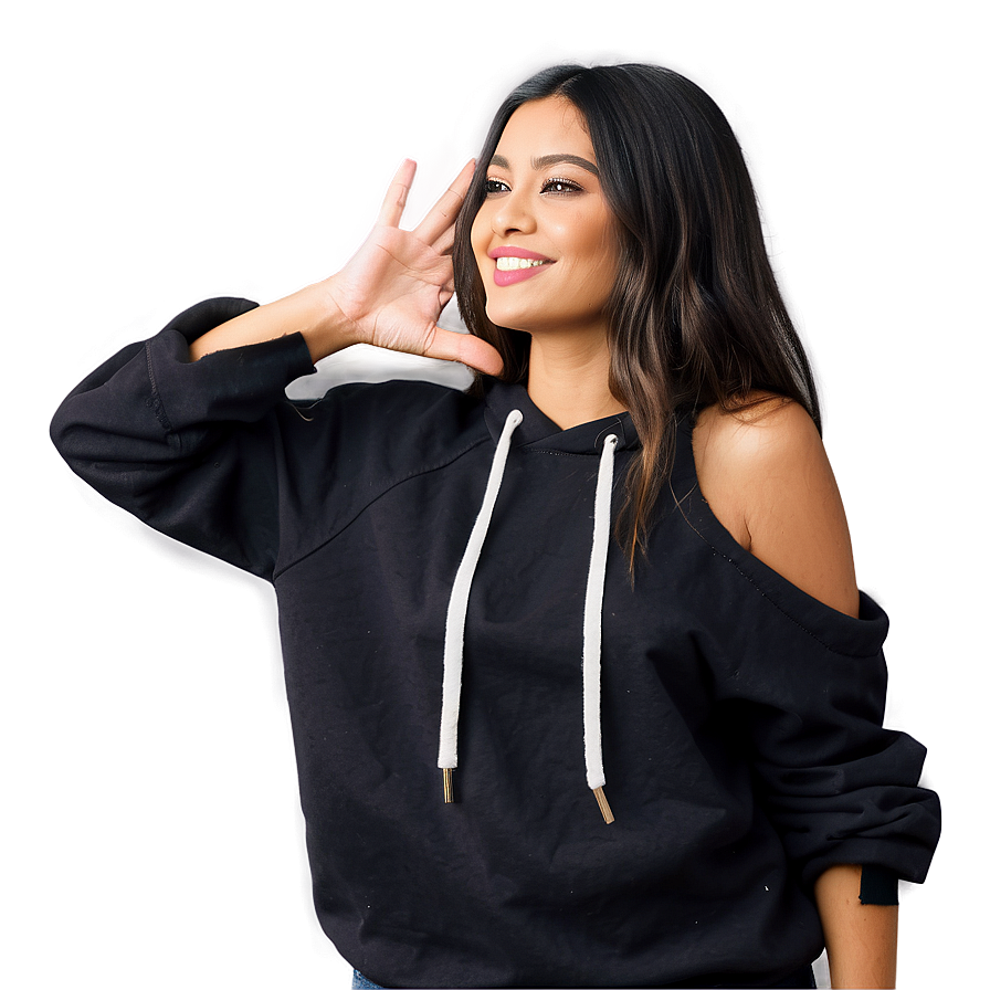 Black Sweatshirt With Cut-out Shoulders Png 06272024 PNG image