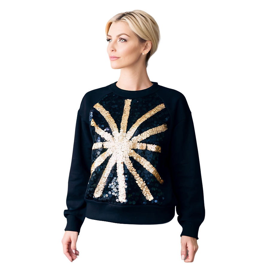 Black Sweatshirt With Sequin Embellishments Png 8 PNG image