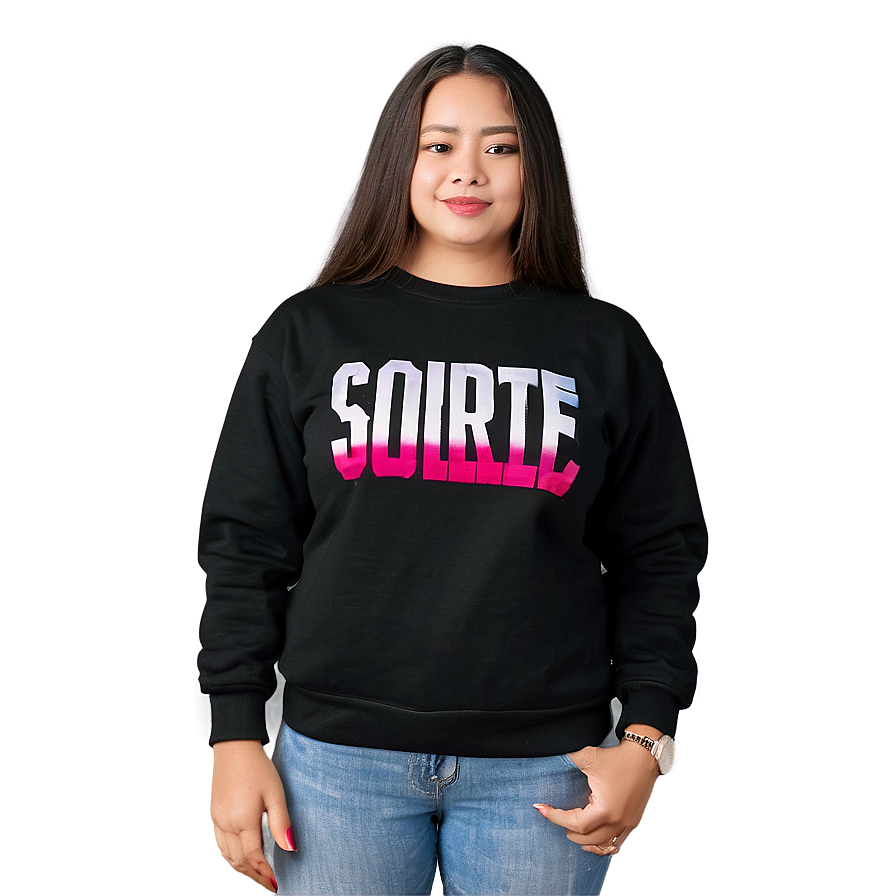 Black Sweatshirt With Statement Slogan Png 06272024 PNG image