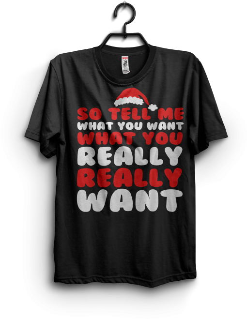 Black T Shirt Santa Hat Graphic Design PNG image