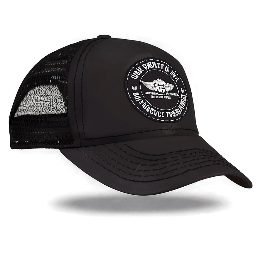 Black Tactical Trucker Hat Png 06282024 PNG image