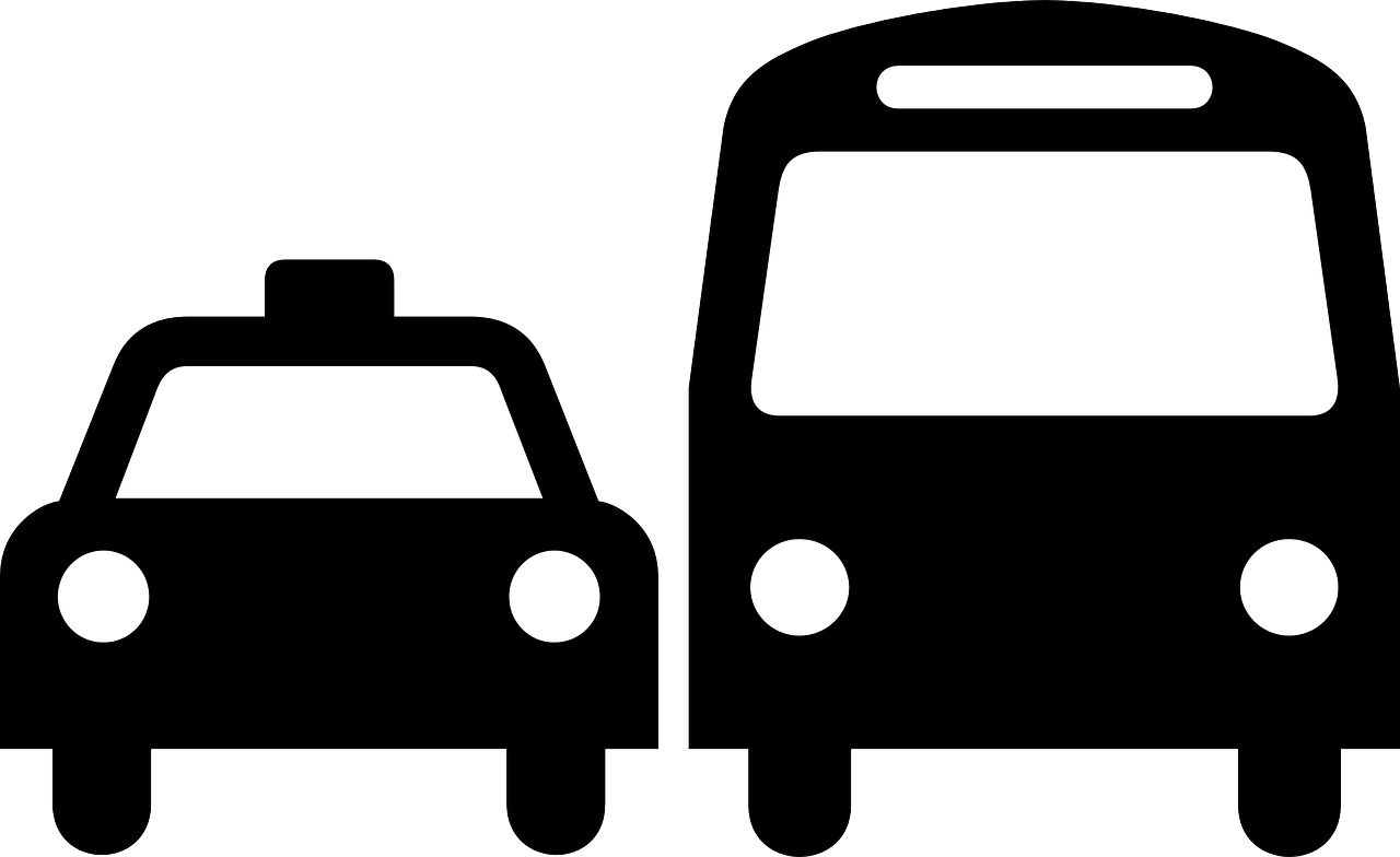 Black Taxiand Bus Silhouette PNG image