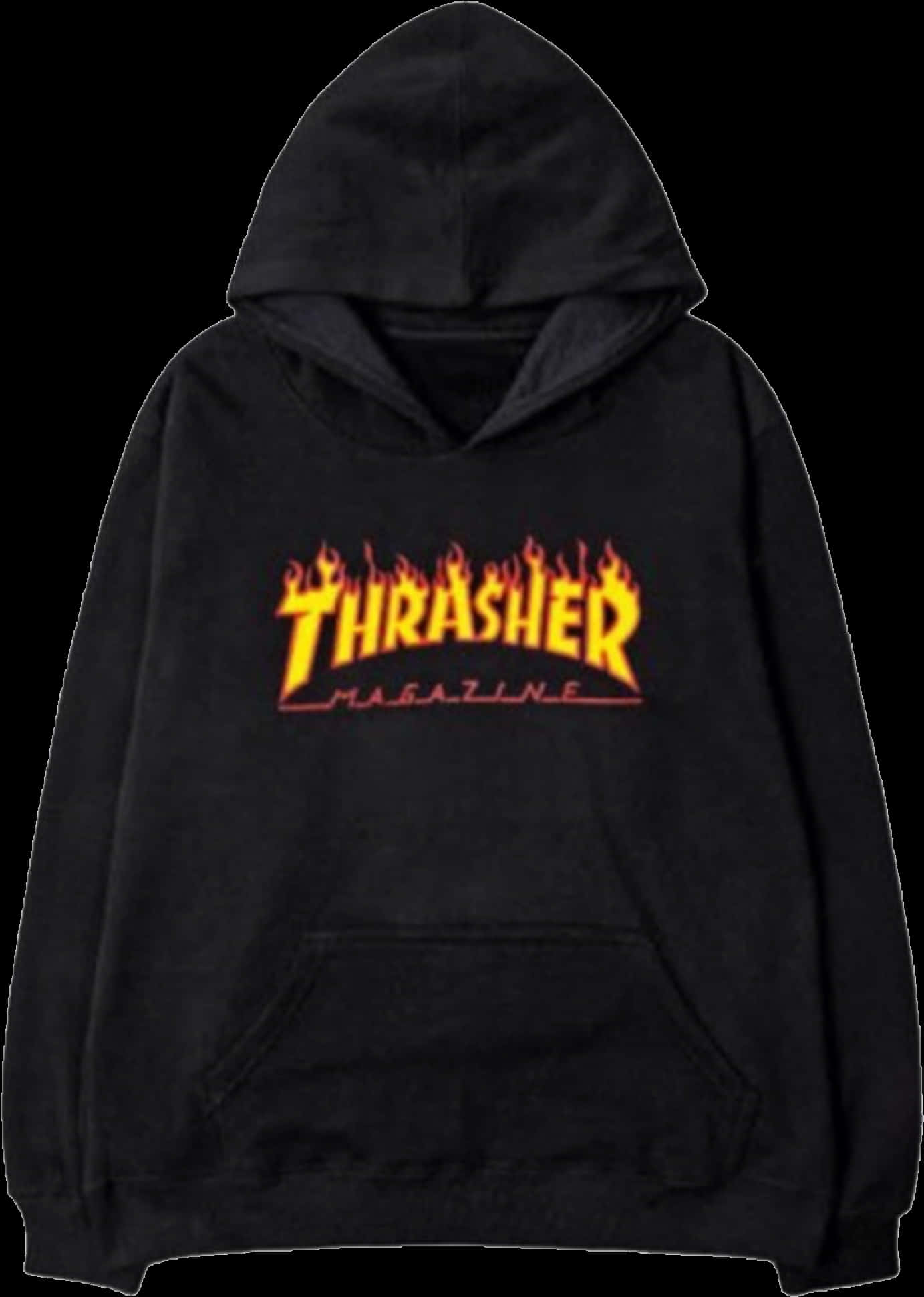Black Thrasher Hoodie Flame Logo PNG image