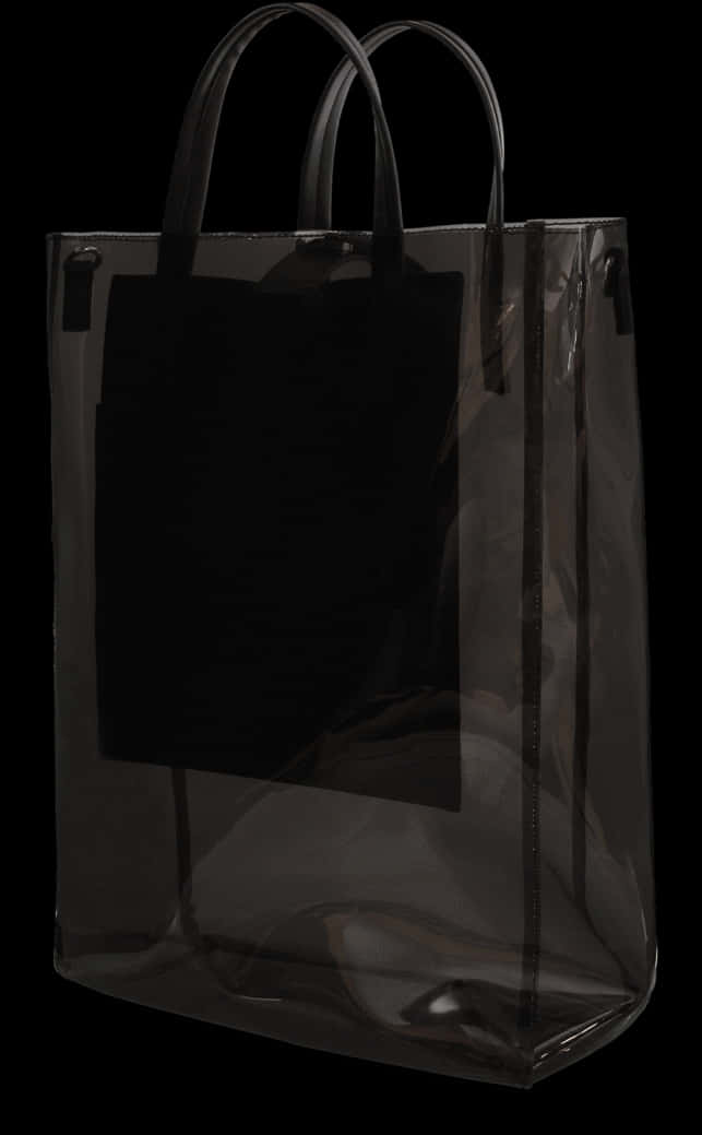 Black Transparent Tote Bagon Dark Background PNG image