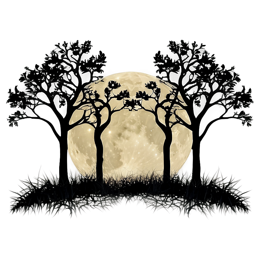 Black Trees In Moonlight Png Tte59 PNG image