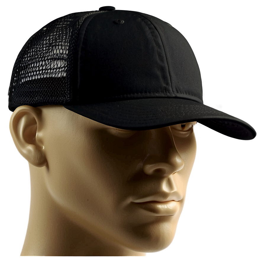 Black Trucker Hat With Breathable Panels Png Jye PNG image