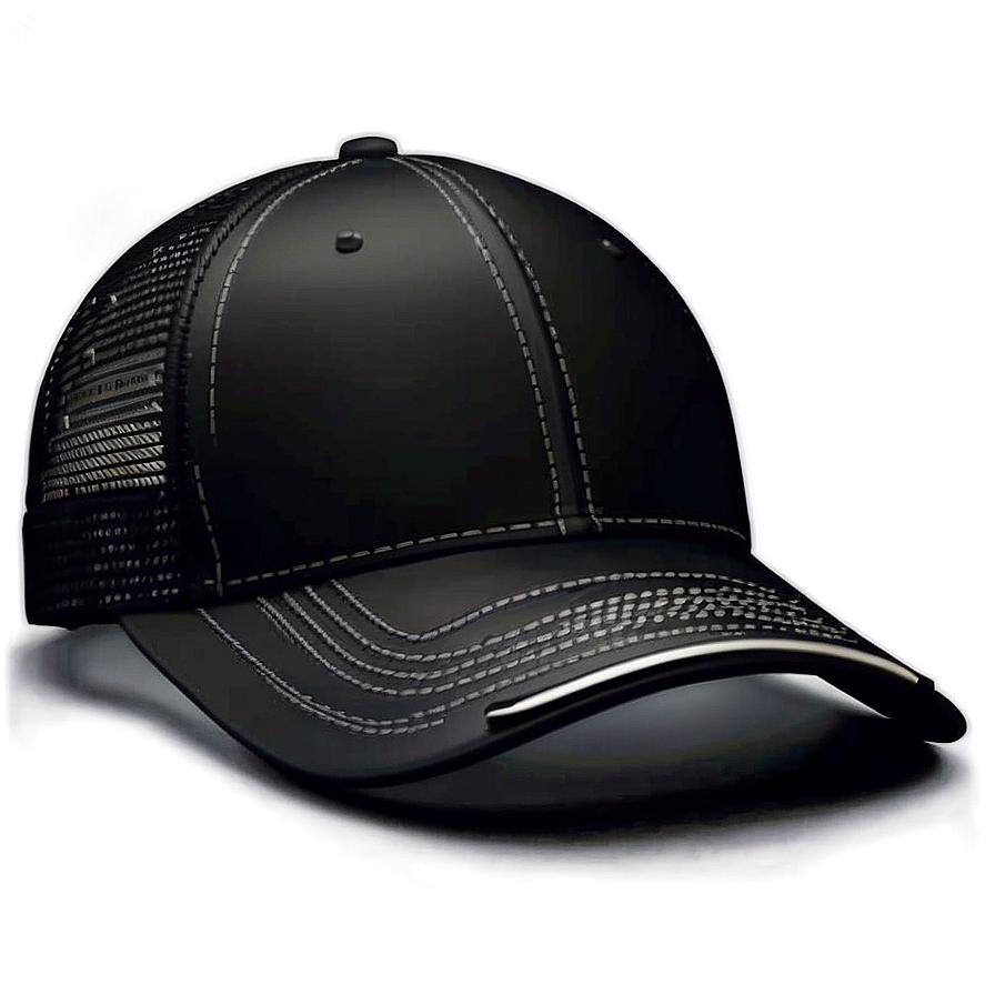 Black Trucker Hat With Buckle Closure Png 06282024 PNG image