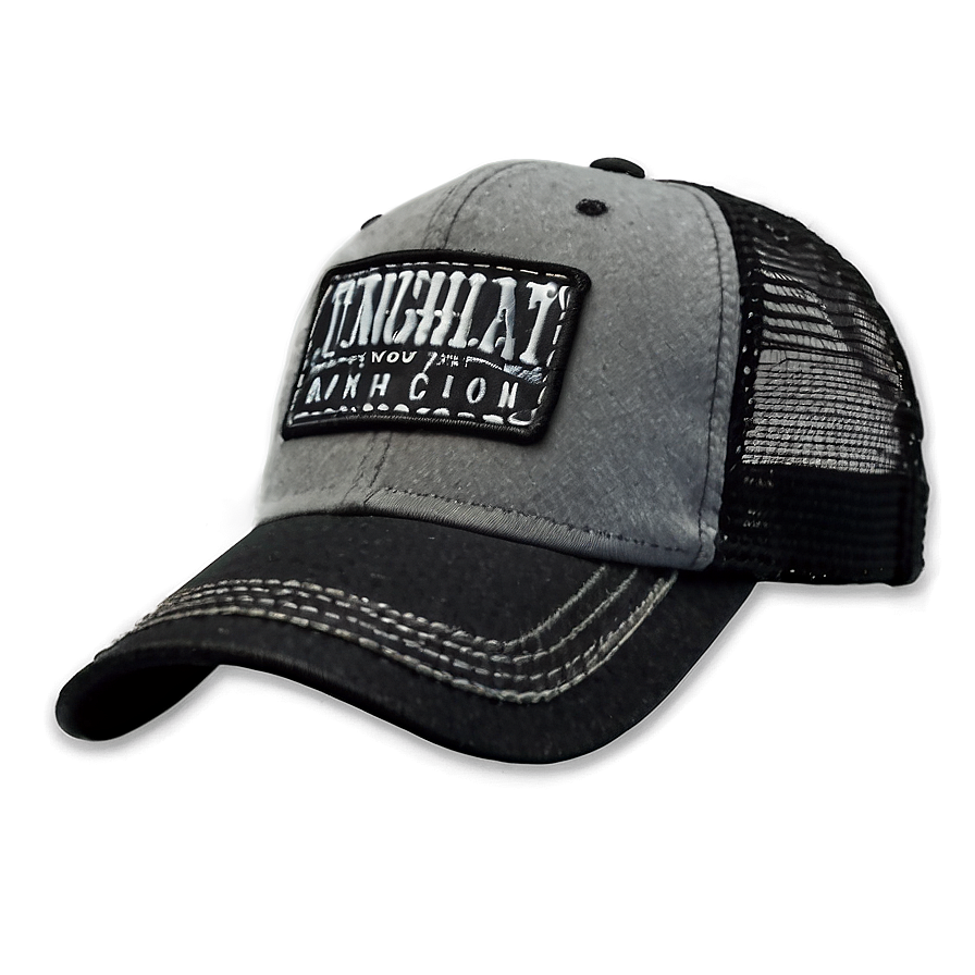 Black Trucker Hat With Patch Png Ked98 PNG image