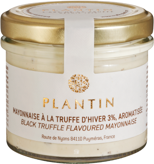 Black Truffle Flavoured Mayonnaise Jar PNG image