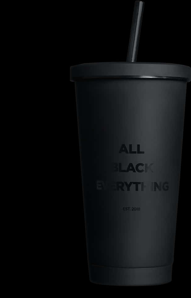 Black Tumbler With Text Design PNG image