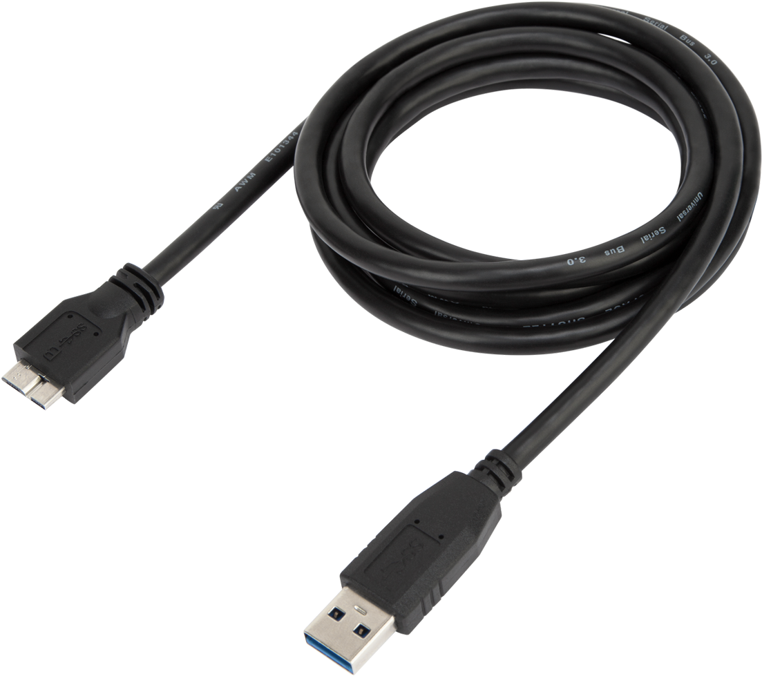 Black U S B Cablewith U S B Aand Micro U S B Connectors PNG image