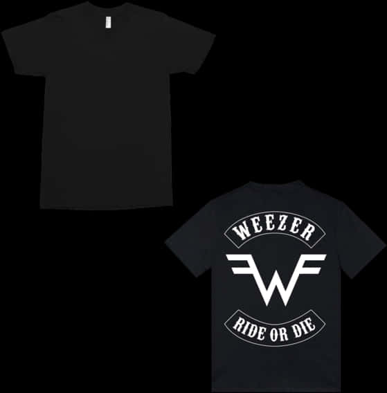 Black Weezer Rideor Die T Shirt PNG image