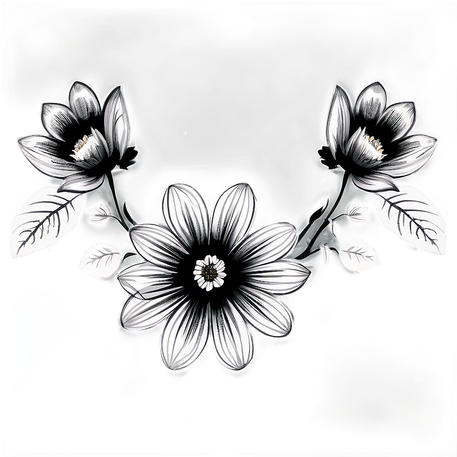 Black White Floral Backgrounds Png Duj PNG image