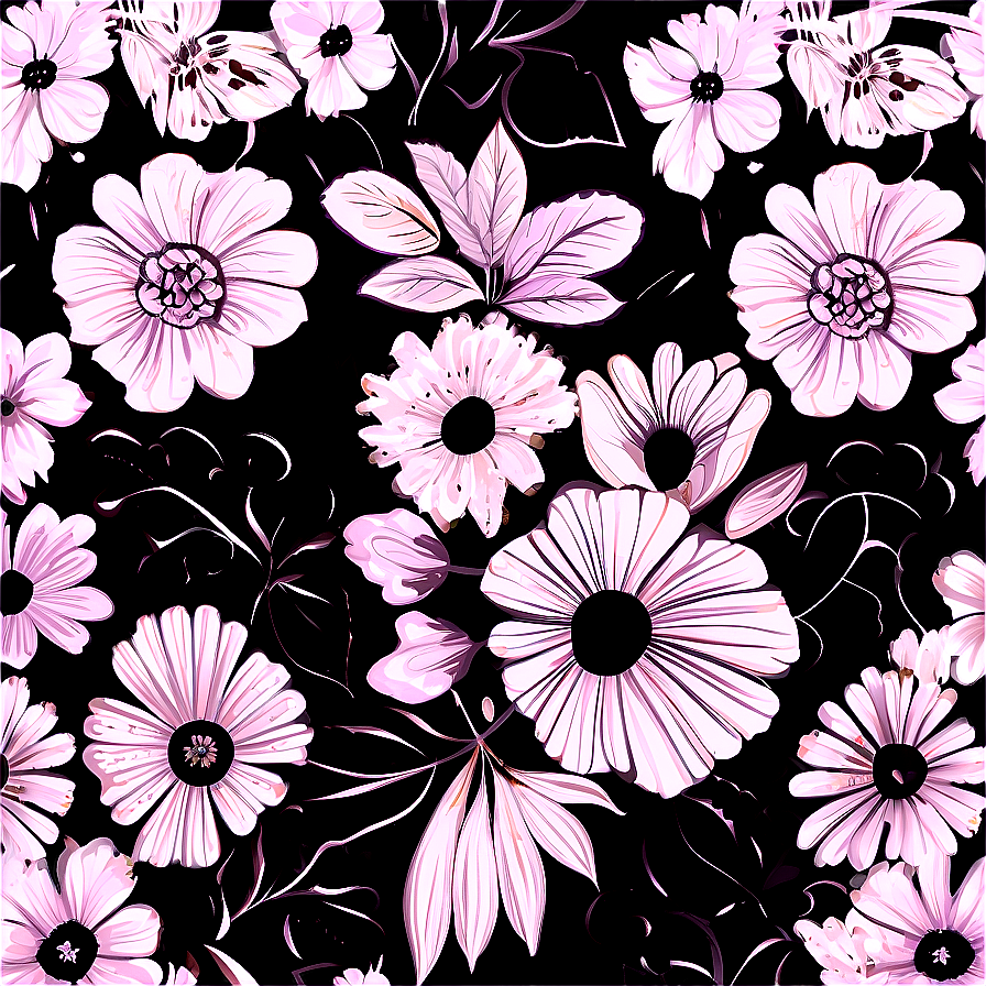 Black White Floral Patterns Png Mca PNG image