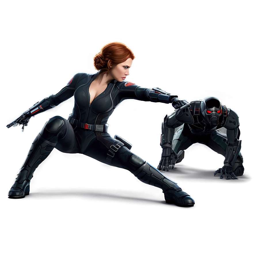 Black Widow Fighting Stance Png 05212024 PNG image