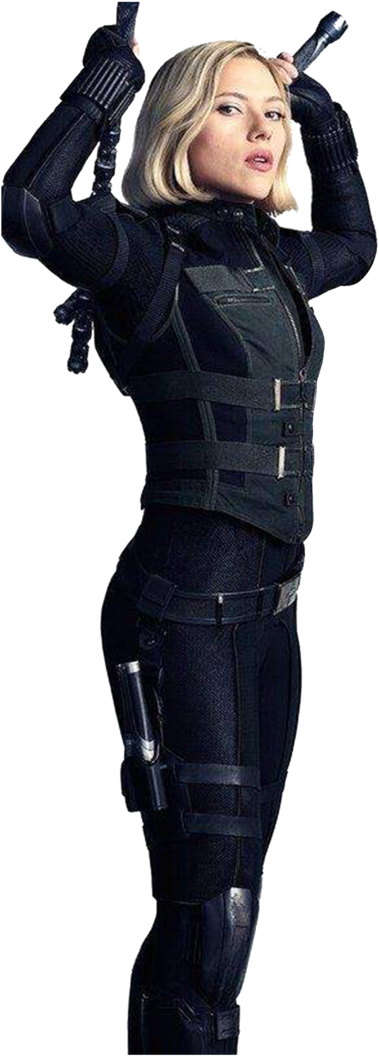 Black Widow Readyfor Action PNG image