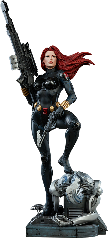 Black Widow Statue Action Pose PNG image