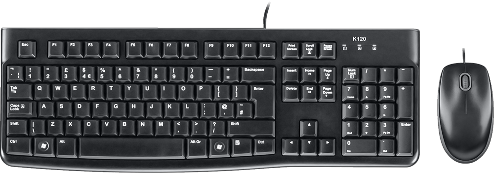 Black Wired Keyboardand Mouse Combo PNG image