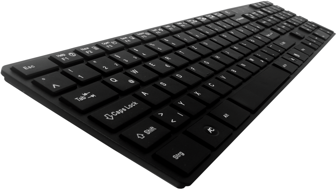 Black Wireless Keyboard Angled View PNG image