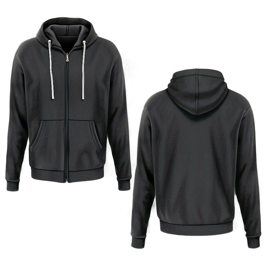 Black Zip-up Sweatshirt Illustration Png 4 PNG image