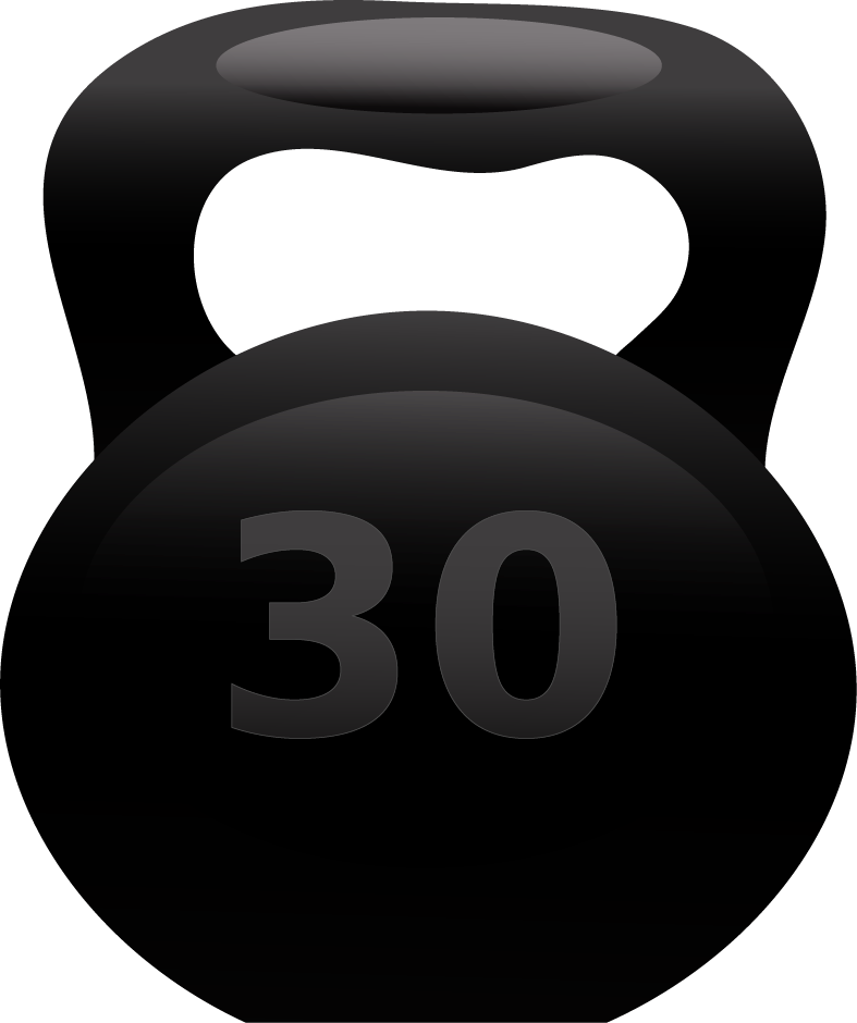 Black30lb Kettlebell Fitness Equipment PNG image