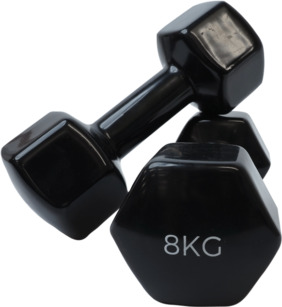 Black8kg Hex Dumbbell PNG image