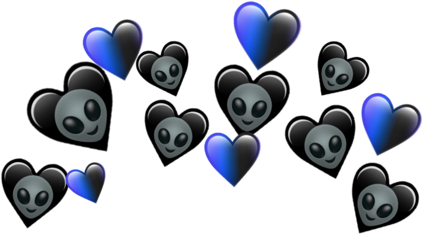 Blackand Blue Heart Emojis PNG image