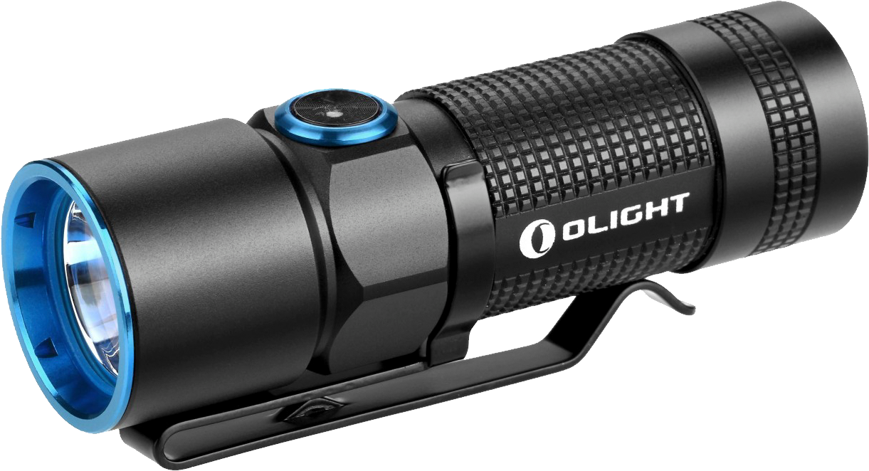 Blackand Blue Olight Flashlight PNG image