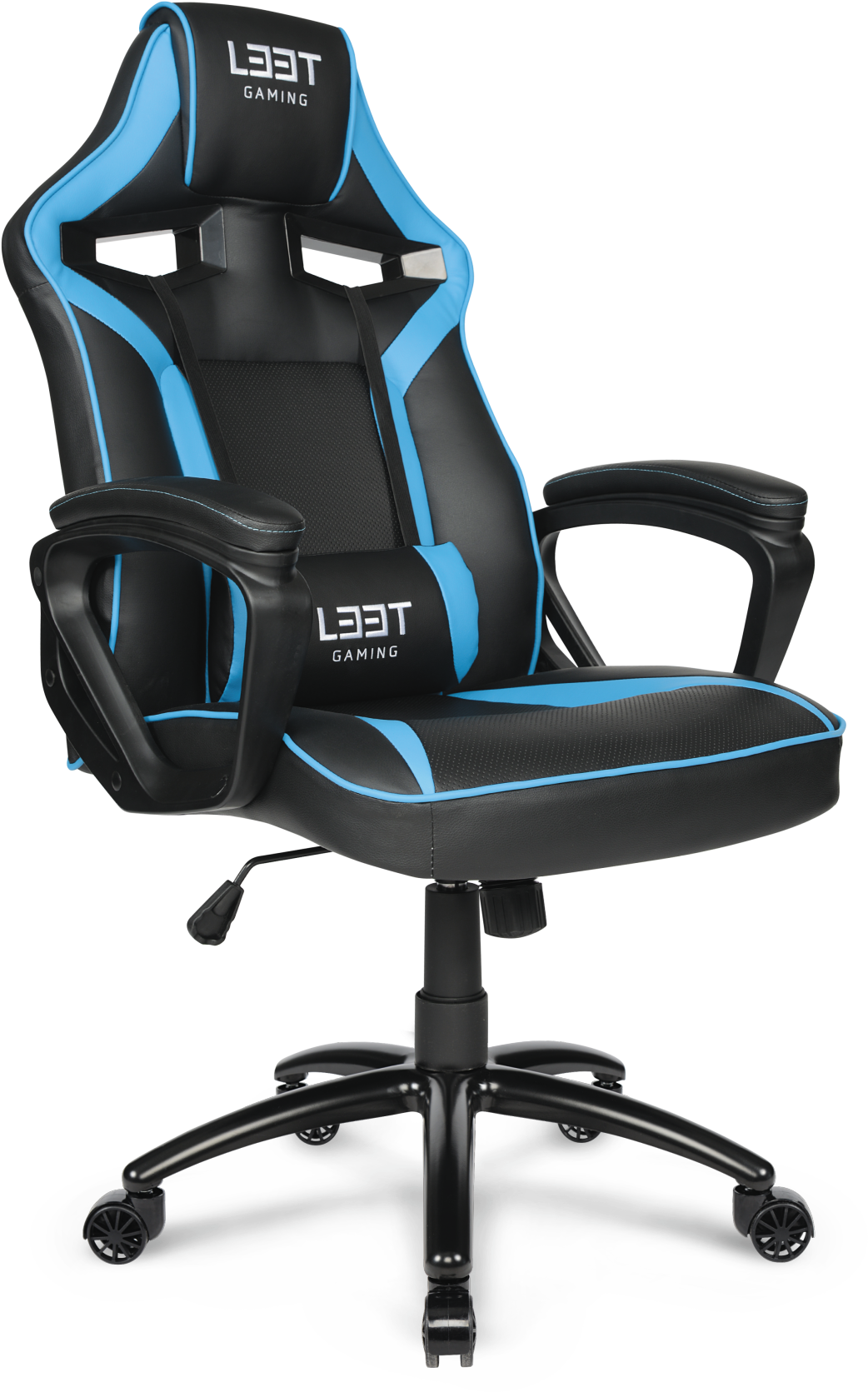 Blackand Blue Racing Style Gaming Chair PNG image