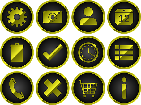 Blackand Gold Interface Icons PNG image