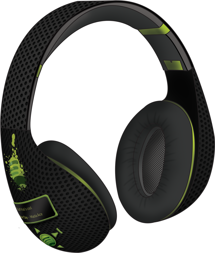 Blackand Green Wireless Headphones PNG image
