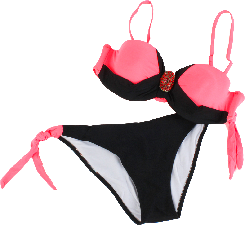 Blackand Pink Bikini Lingerie Set PNG image