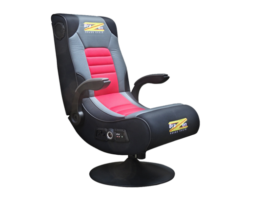 Blackand Red Gaming Chairwith Speakers PNG image