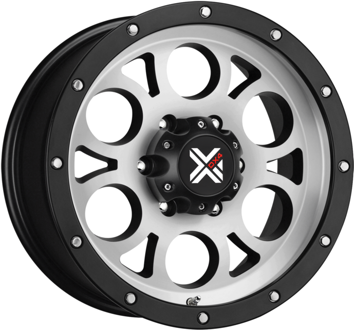 Blackand Silver Alloy Wheel PNG image