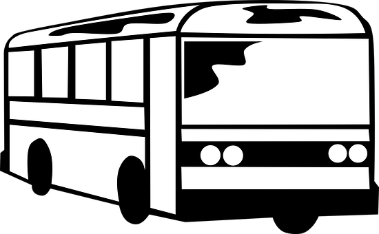 Blackand White Bus Graphic PNG image
