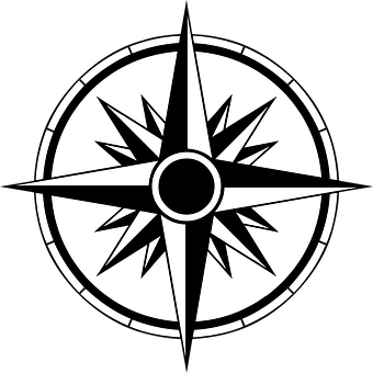 Blackand White Compass Design PNG image